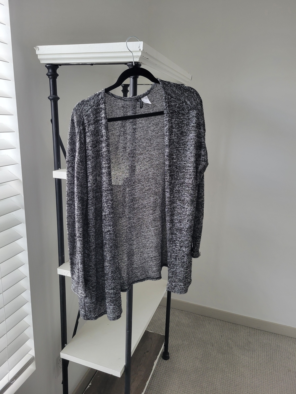 Women’s Open-Front Gray Marled Cardigan Sweater